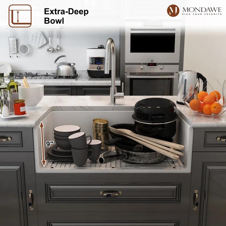 Farmhouse / Apron Single Bowl Fireclay Kitchen Sink