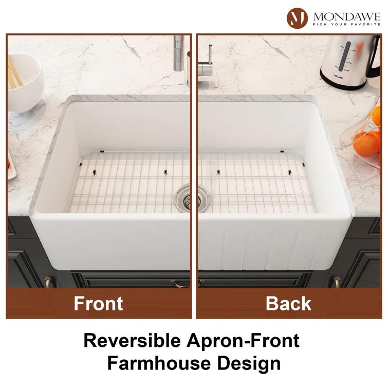 Farmhouse / Apron Single Bowl Fireclay Kitchen Sink