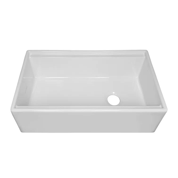 Whitehaus Collection Front Apron Single Bowl Fireclay Kitchen Sinks with Cutting Board and Grid