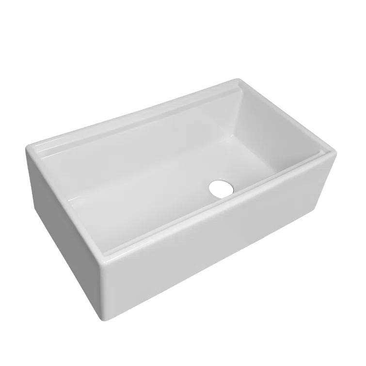 Whitehaus Collection Front Apron Single Bowl Fireclay Kitchen Sinks with Cutting Board and Grid