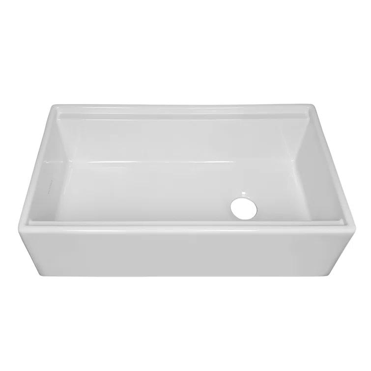Whitehaus Collection Front Apron Single Bowl Fireclay Kitchen Sinks with Cutting Board and Grid