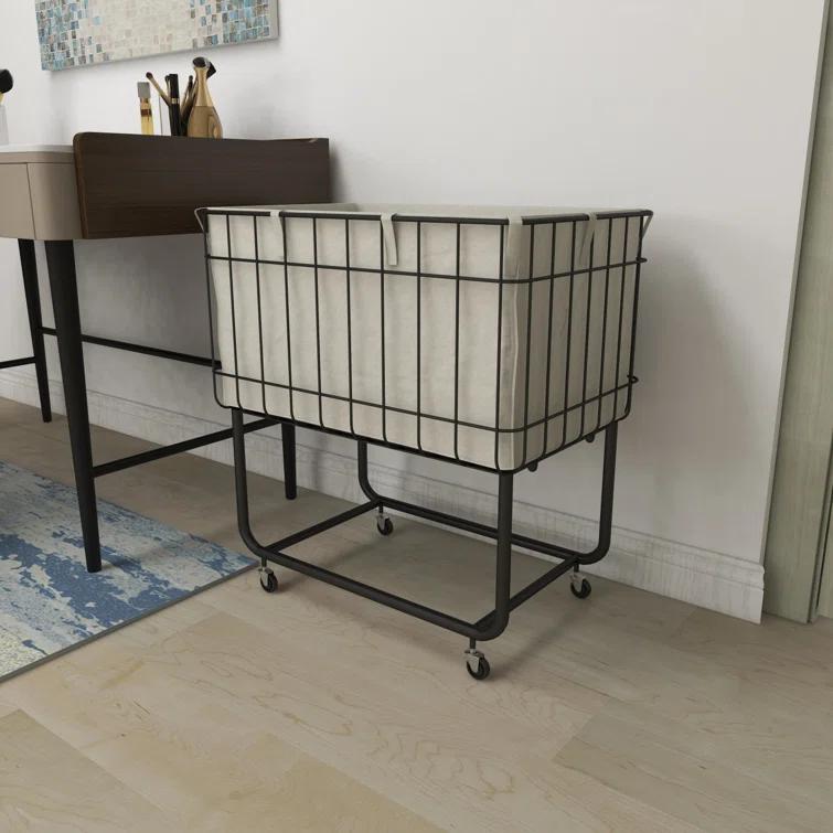 Joss & Main Metal Deep Set Wire Basket Storage Cart with Wheels and Fabric Lining & Reviews | Joss & Main