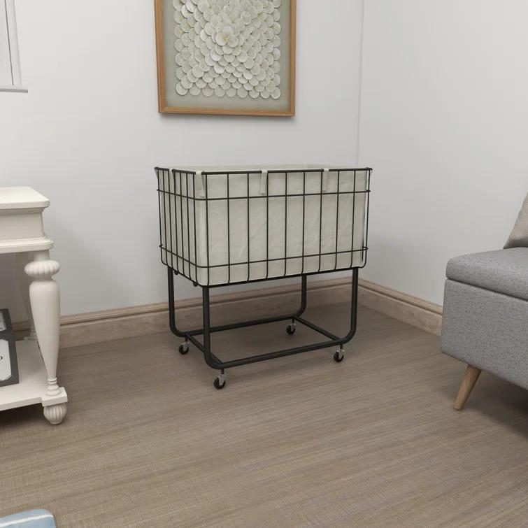 Joss & Main Metal Deep Set Wire Basket Storage Cart with Wheels and Fabric Lining & Reviews | Joss & Main