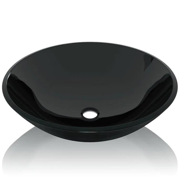 VidaXL Basin Round Wash Vanity Sink Small Countertop Basin Tempered Glass