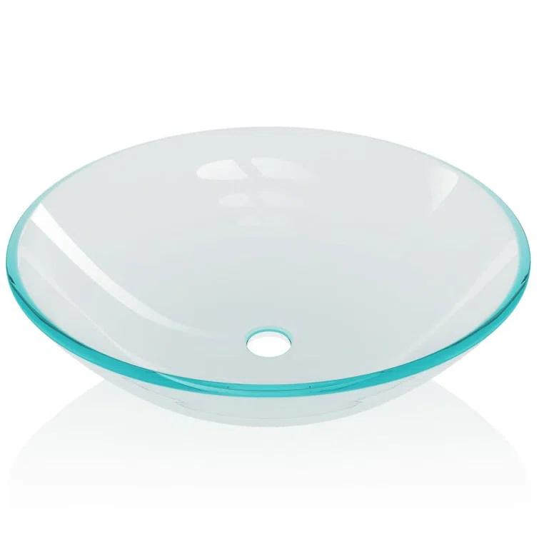 VidaXL Basin Round Wash Vanity Sink Small Countertop Basin Tempered Glass