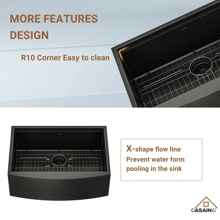 30" L x 22" W Apron Farmhouse Kitchen Sink with Faucet Included
