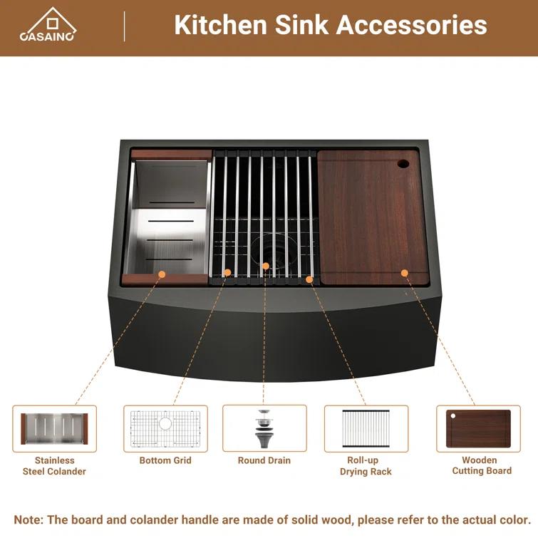 30" L x 22" W Apron Farmhouse Kitchen Sink with Faucet Included