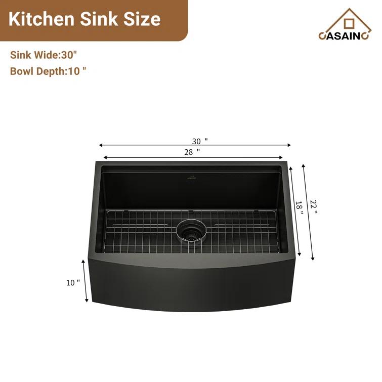 30" L x 22" W Apron Farmhouse Kitchen Sink with Faucet Included