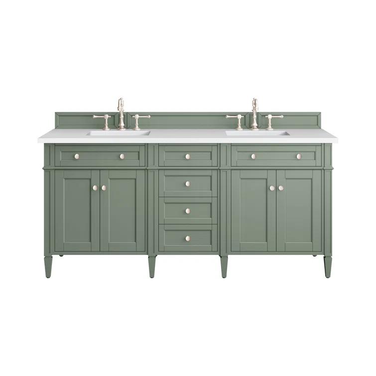 Smokey Celadon Green Double Vanity with Quartz Top