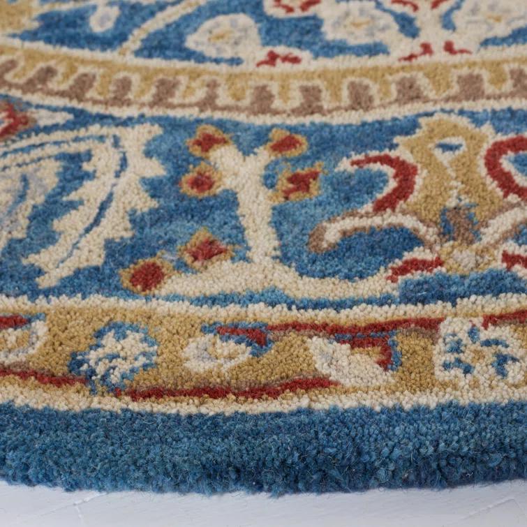 Antiquity AT64 Hand Tufted Area Rug - Dark Blue/Multi - 6' Round - Safavieh.