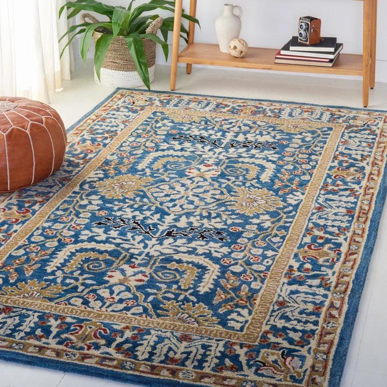 Antiquity AT64 Hand Tufted Accent Rug - Dark Blue/Multi - 2'3"x4' - Safavieh.