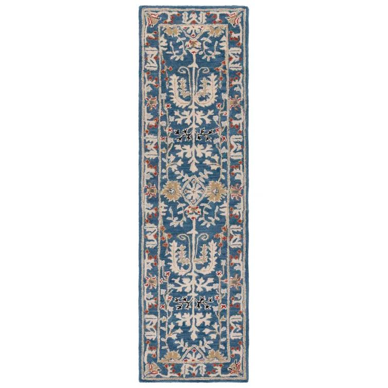 Antiquity AT64 Hand Tufted Runner Rug - Dark Blue/Multi - 2'3"x8' - Safavieh.
