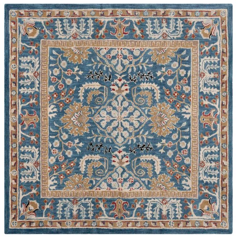 Antiquity AT64 Hand Tufted Area Rug - Dark Blue/Multi - 4'x4' - Safavieh.
