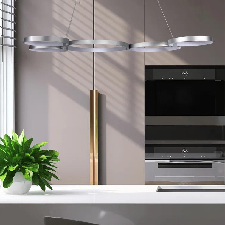 Capella 5-Light Geometric Ring Pendant 50" Integrated LED ETL Certified Adjustable Chandelier
