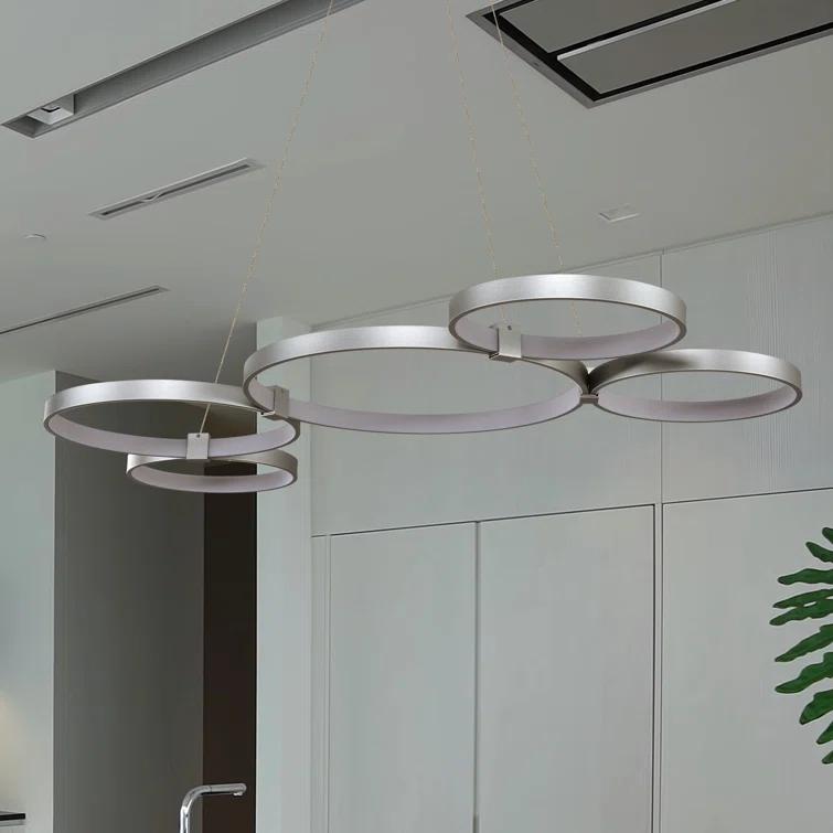 Capella 5-Light Geometric Ring Pendant 50" Integrated LED ETL Certified Adjustable Chandelier