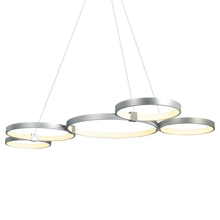 Capella 5-Light Geometric Ring Pendant 50" Integrated LED ETL Certified Adjustable Chandelier