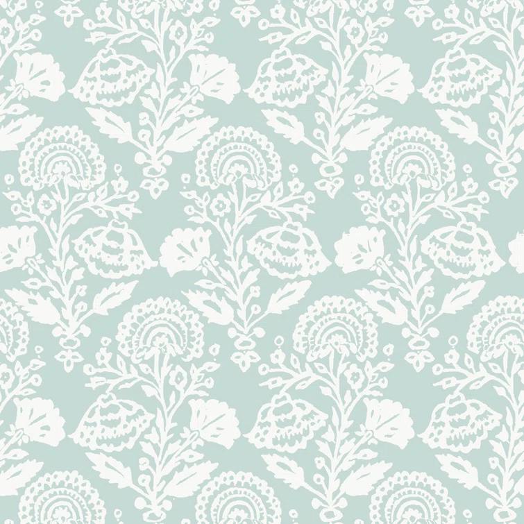 Tempaper & Co.® Floral Damask Removable Peel and Stick Wallpaper, Mint, 28 sq. ft.: Self-Adhesive Vinyl, Botanical Pattern