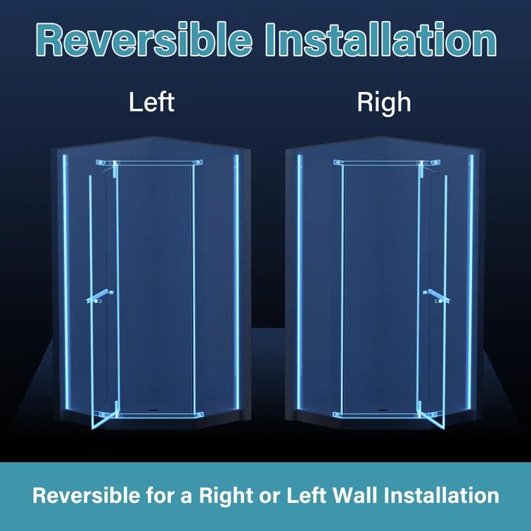 36 in. W x 72 in. H Neo Angle Pivot Semi Frameless Corner Shower Enclosure