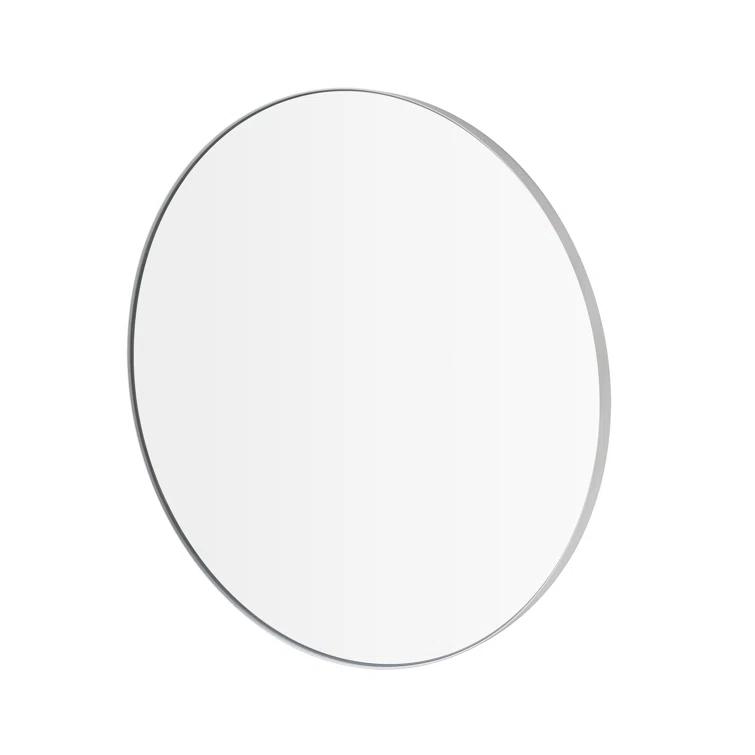 Large White Round Bathroom Vanity Mirror with Steel Rim