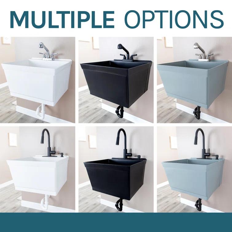 23" L x 24" W Wall Mount Laundry Sink with Faucet