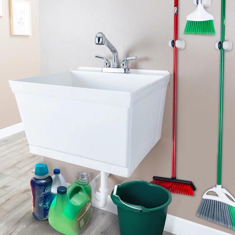 23" L x 24" W Wall Mount Laundry Sink with Faucet