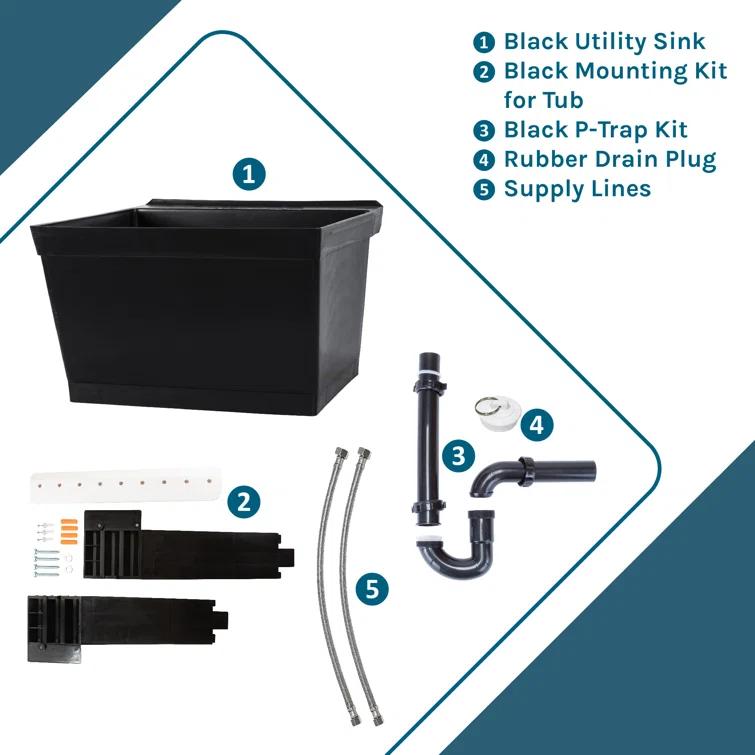 Utility-Sink 040 US3502BLK 23" L x 24" W Wall Mount Laundry Sink