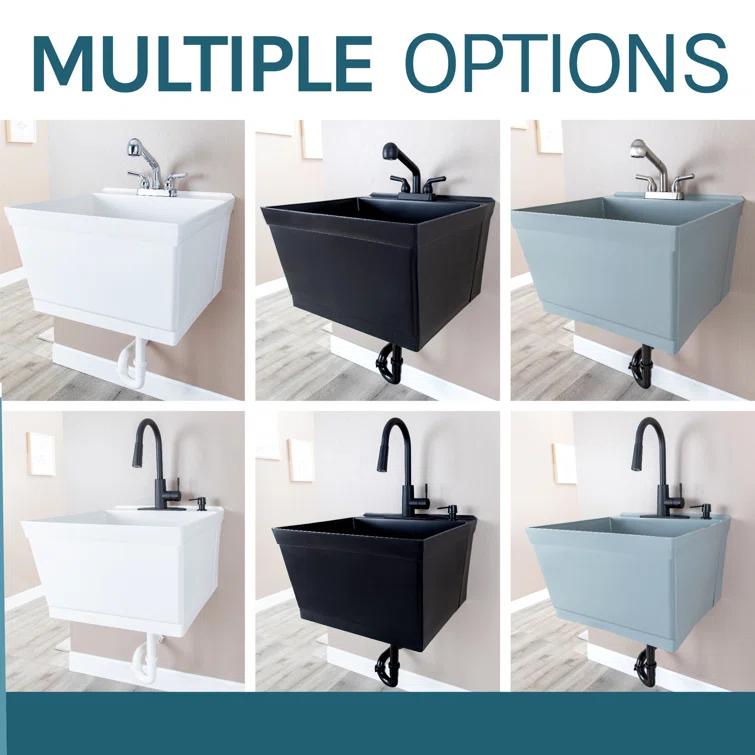 23" L x 24" W Wall Mount Laundry Sink with Faucet