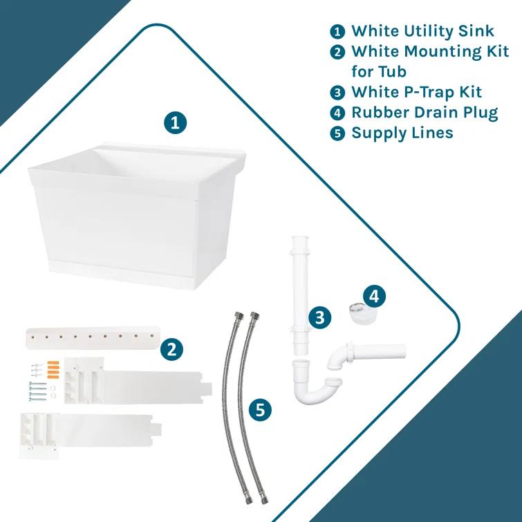 23" L x 24" W Wall Mount Laundry Sink