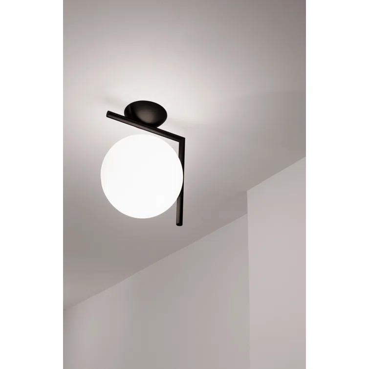 IC Small Black Direct Wired Opal Glass Sconce by Michael Anastassiades