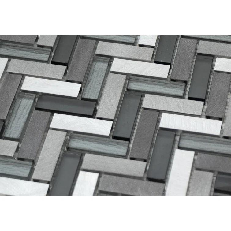Twilight Series 0.5" x 2" Straight Edge Metal and Glass Mosaic Tile