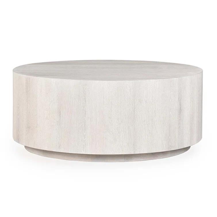 Layne 42" Round White Wash Oak Coffee Table