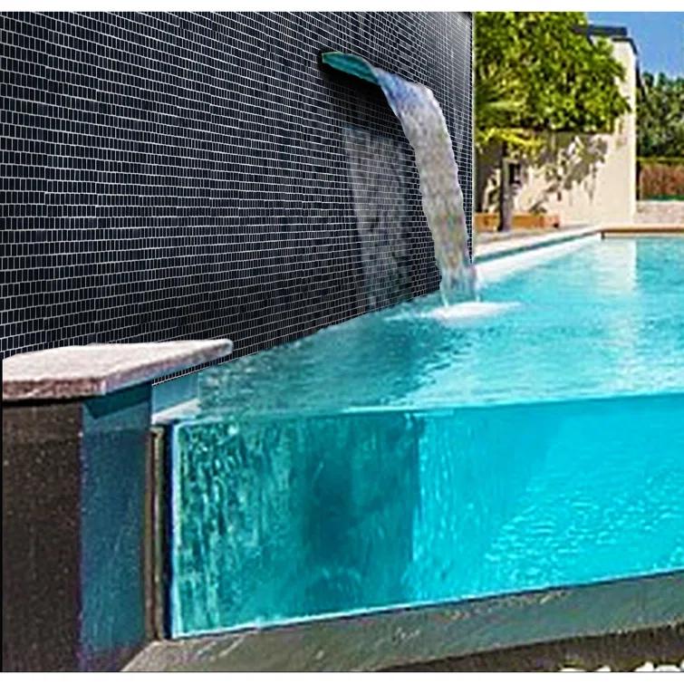 Abolos Landscape 1 in. x 1 in. Translucent Glass Plastic Face Mounted Brick Mosaic Designer Pool Tile