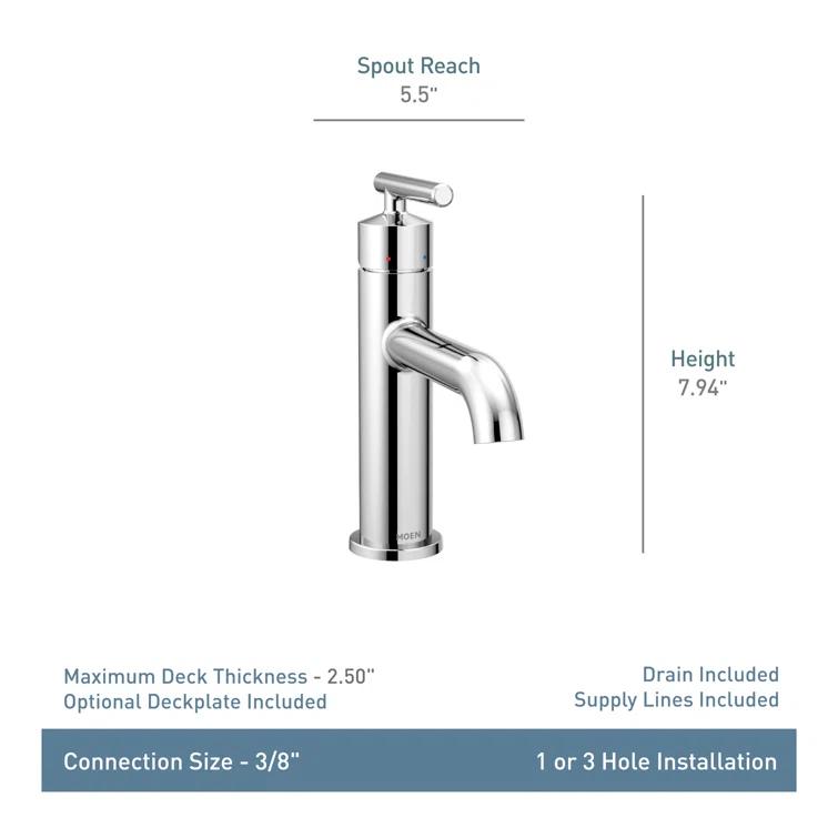 Gibson Single Hole Bathroom Faucet with Drain Assembly