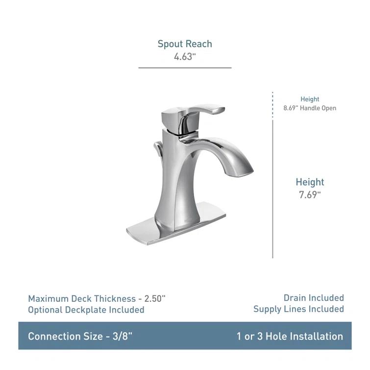 Moen Voss Single Hole Bathroom Faucet with Drain Assembly