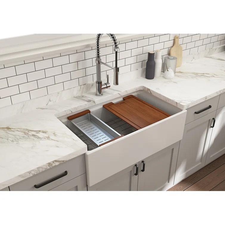 Contempo 33'' L Farmhouse Apron-Front Fireclay Kitchen Sink