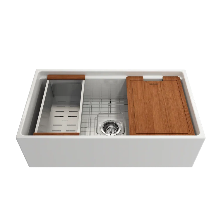 Contempo 33'' L Farmhouse Apron-Front Fireclay Kitchen Sink