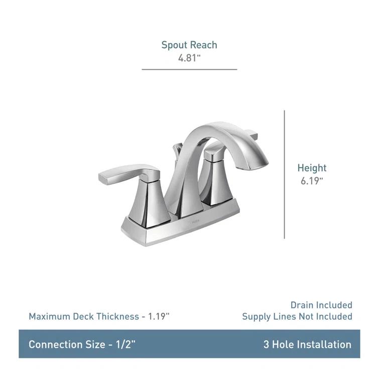 Moen Voss Centerset Bathroom Faucet with Drain Assembly