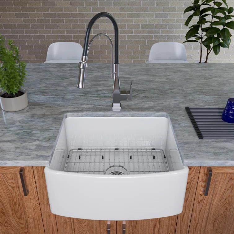 24'' L Flush Single Bowl Fireclay Kitchen Sink