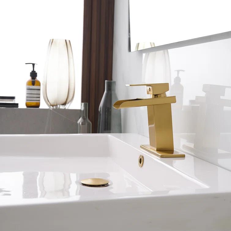 HGN TPLT-001LSJ-DP-XS HGN Waterfall Spout Bathroom Faucet with Pop-up Drain