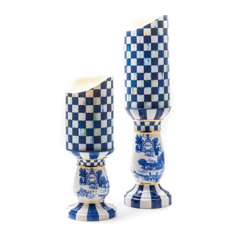 MacKenzie-Childs Royal Check® Flicker Pillar Candle
