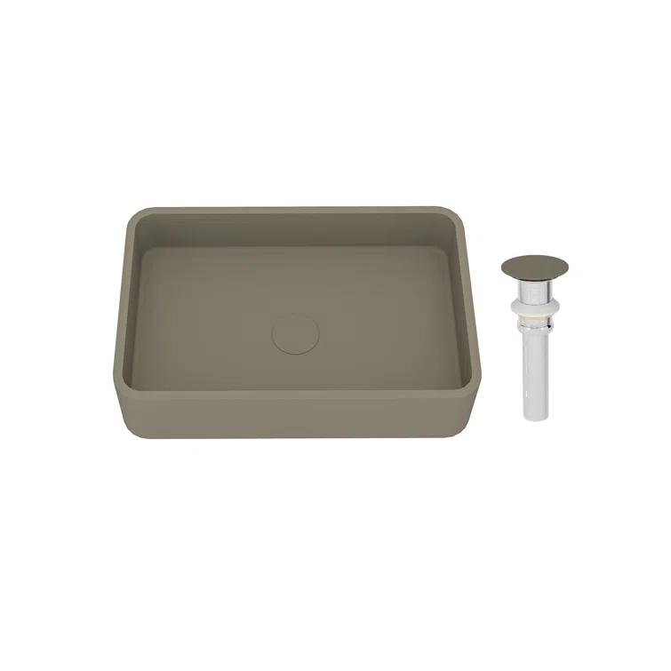 CASAINC Maple 12.79'' Concrete Rectangular Bathroom Sink