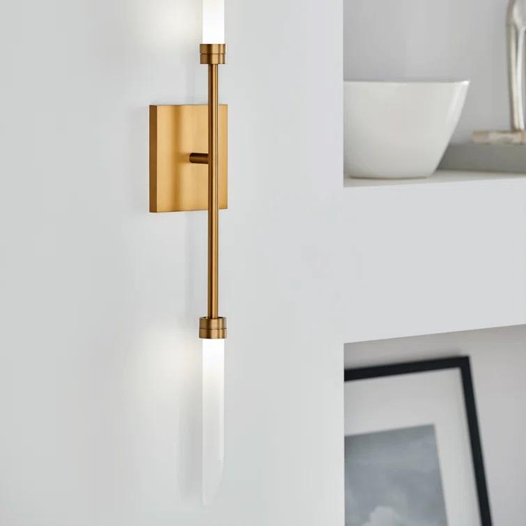Spur Aged Brass Dimmable 2-Light LED Wall Sconce with Glass Shades