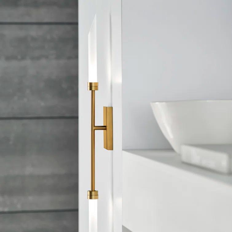 Spur Aged Brass Dimmable 2-Light LED Wall Sconce with Glass Shades