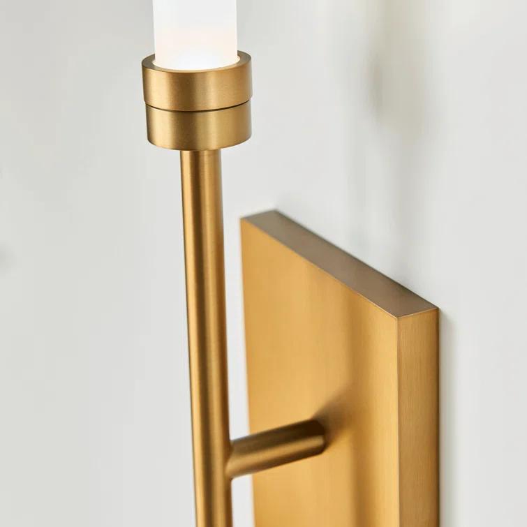 Spur Aged Brass Dimmable 2-Light LED Wall Sconce with Glass Shades
