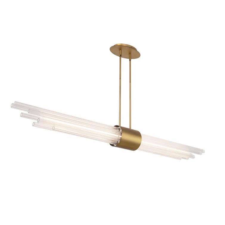 Luzerne Aged Brass LED Pendant with Reeded Glass Shade