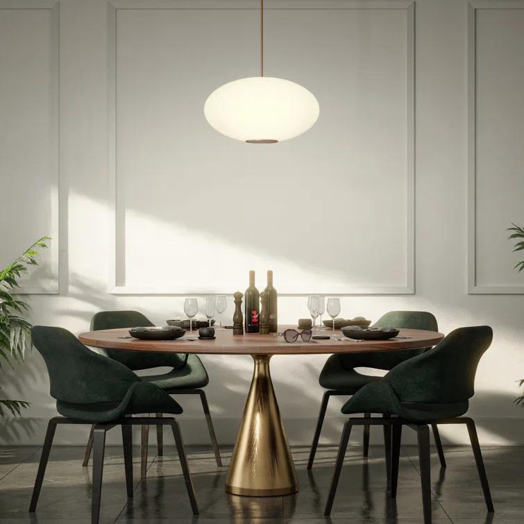 Illusion Dimmable LED Pendant With Oval Shaped Glass Shade, Adjustable Color Temperature