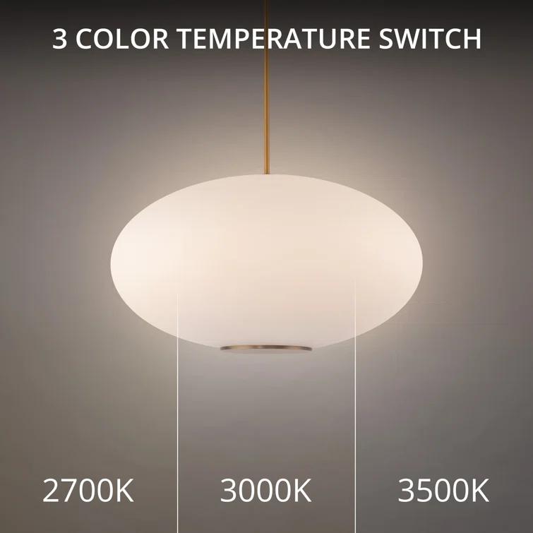 Illusion Dimmable LED Pendant With Oval Shaped Glass Shade, Adjustable Color Temperature