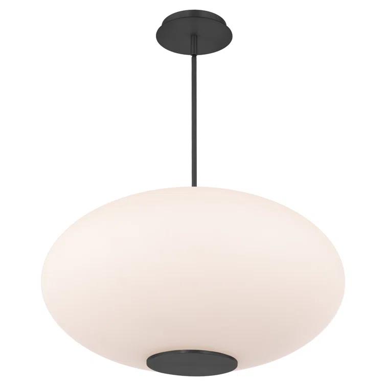 Illusion Dimmable LED Pendant With Oval Shaped Glass Shade, Adjustable Color Temperature