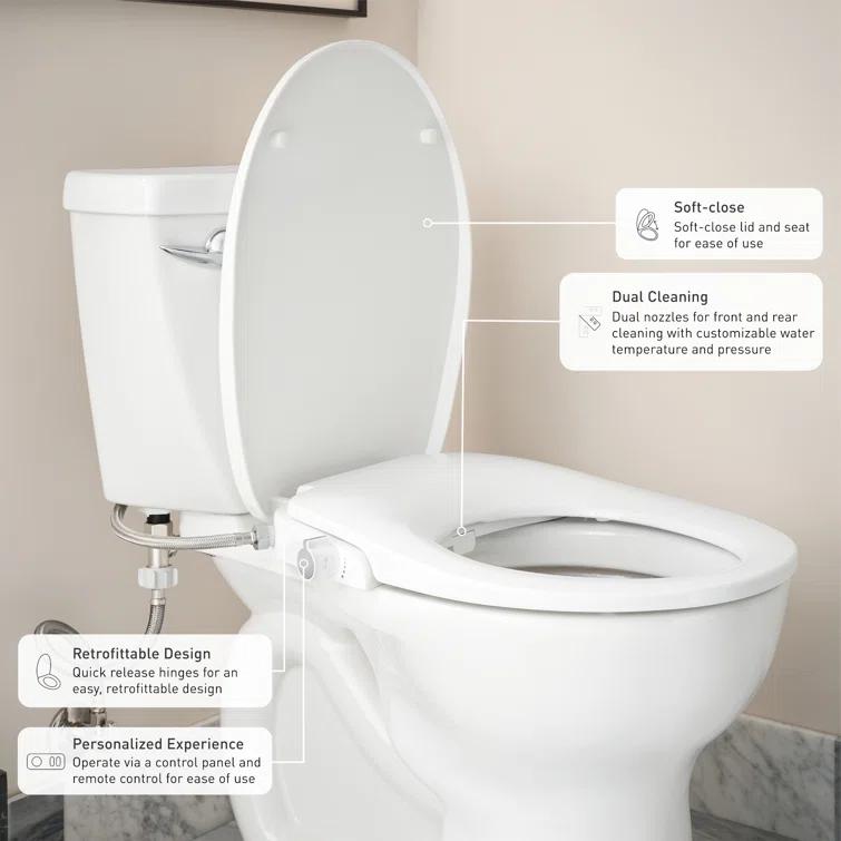 2-Series Non Electronic Bidet Seat for Round Toilets in White