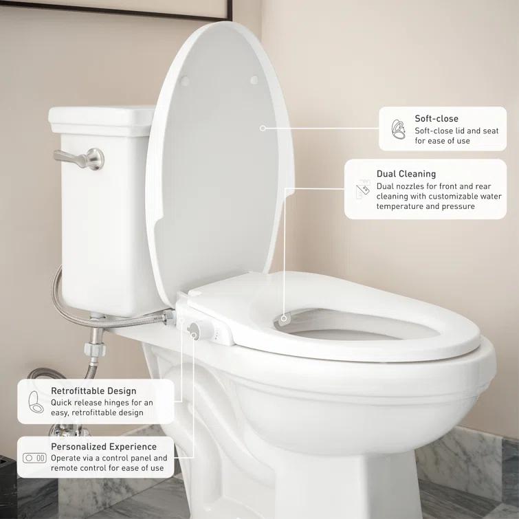 2-Series Non-Electronic Bidet Seat for Elongated Seats in White